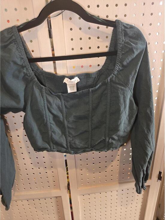 Tops - Kirious Los Angeles ( large) Green Cotton Long Sleeve Crop corset Top